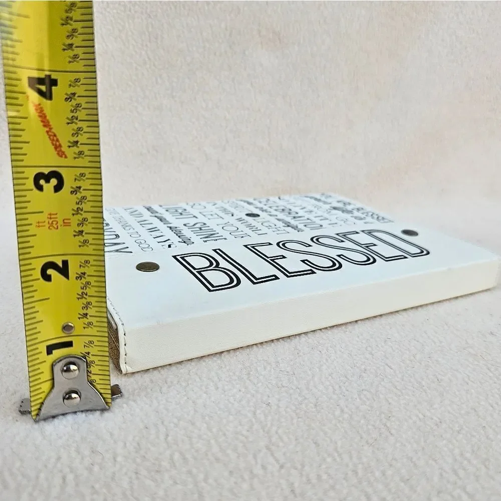 Blessed White and Black Snap Front Faux Leather Notebook